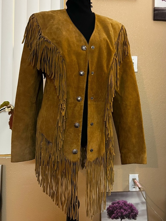 Gallery Jackets & Blazers - Cripple Creek Jacket Fringe Women M Western Tan Suede Biker Motorcycle Vintage